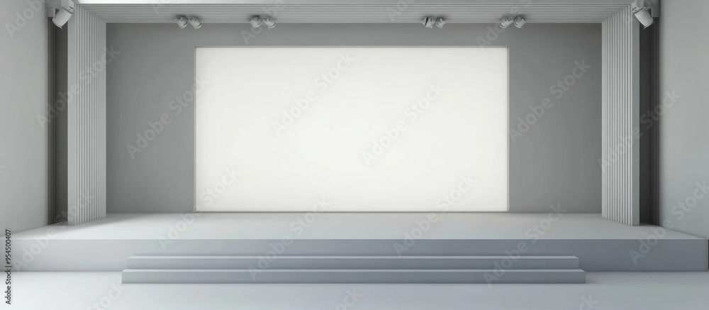 Aufkleber a 3d illustration of a blank template layout for a white empty stage intended for music theater conc