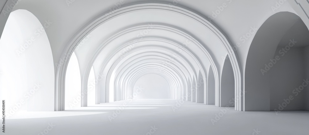 Poster abstract 3d render of an arched interior architectural design