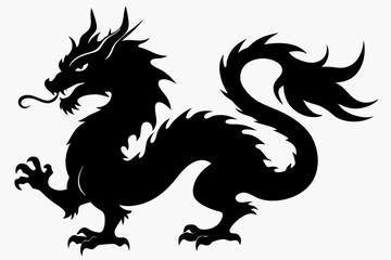 Dragon silhouette, chinese dragon vector silhouette, dragon icon
