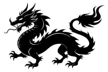 Dragon silhouette, chinese dragon vector silhouette, dragon icon
