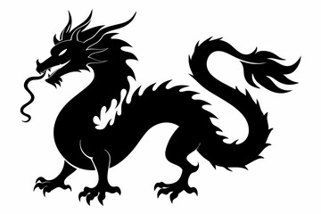 Dragon silhouette, chinese dragon vector silhouette, dragon icon

