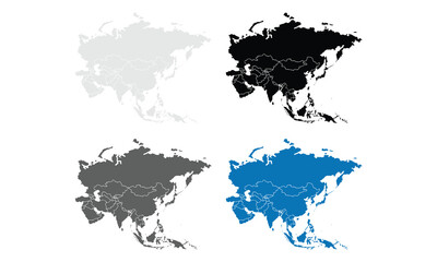 Naklejka premium Detailed Map of Asia with isolated countries.China, India, Japan, South Korea, Indonesia, Saudi Arabia, Iran, Turkey, Thailand, Malaysia, Vietnam, Pakistan, Philippines, Bangladesh, Israel.