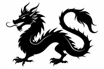 Dragon silhouette, chinese dragon vector silhouette, dragon icon
