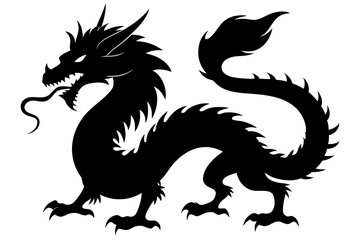 Dragon silhouette, chinese dragon vector silhouette, dragon icon
