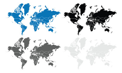 World map.United States, China, Russia, Germany, United Kingdom, Japan, France, India, Brazil, Canada, Italy. modern colorful style.States and geographical borders, political map vector illustration.
