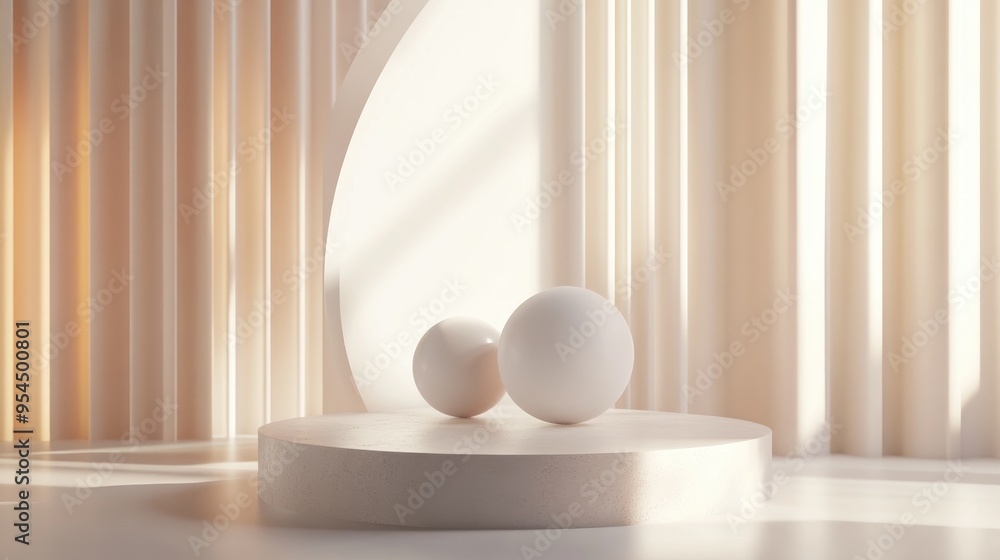 Aufkleber Elegant and beautiful abstract background featuring minimalistic elements on a pedestal created through 3D illustration and rendering