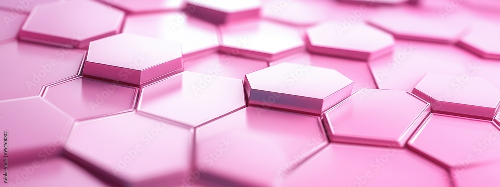 Poster minimal pink abstract background featuring a hexagon modular 3d rendering