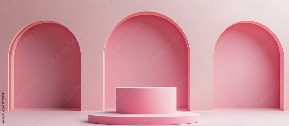 Aufkleber Abstract background featuring geometric podium shapes for product presentation or celebration 3D rendering