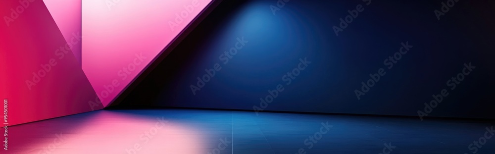 Poster dark blue and pink abstract geometric shape background with 3d rendering in a corner