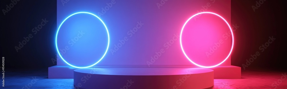 Poster minimalist pink pedestal design for showcasing products 3d rendering