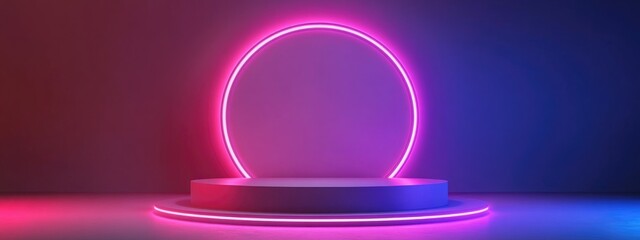 Futuristic podium design for showcasing products with an abstract geometric background