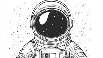 2D cartoon style astronaut coloring page designed for kids and adults promoting creativity and mindfulness through a relaxing coloring activity