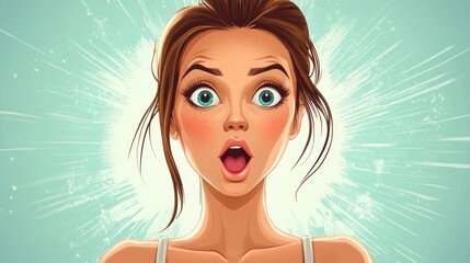 Surprised woman in a cartoon style