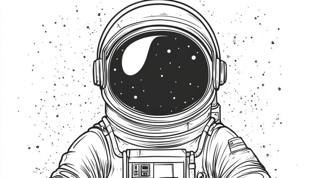 2D cartoon style astronaut coloring page designed for kids and adults promoting creativity and mindfulness through a relaxing coloring activity