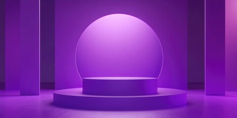 Violet 3D stage background featuring a cylindrical podium ideal for showcasing products
