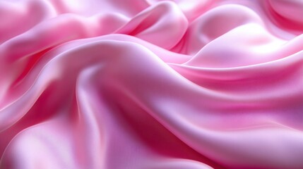 Obraz premium Luxurious Pink Silk Fabric with Elegant Waves and Soft Texture for Fashion and Interior Design