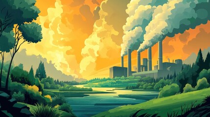 2D cartoon style illustration depicting a legislative proposal aimed at reducing CO2 emissions