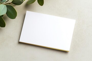 Blank Business Card with Gold Foil Edges A white business card featuring luxurious gold foil edges