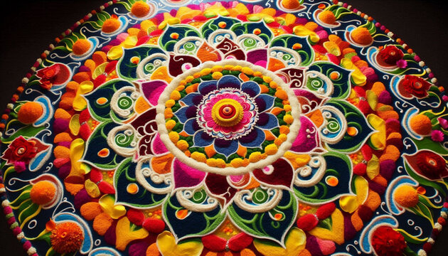 Indian traditional diwali celebration rangoli colors