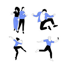 vector flat illustration of dancing people