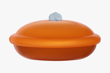 Pumpkin pie. Traditional celebration baking food in cartoon 3d style. Vector illustration.