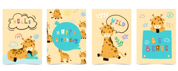 cute giraffe template background for a4 vertical design