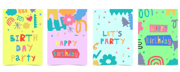 shape paper cut out background with colorful.illustration vector for a4 vertical kid design