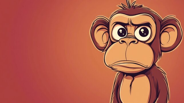 Cartoon illustration of an irritated monkey with a soft gradient line design