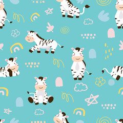 cute zebra seamless pattern for tile,fabric kid design © piixypeach