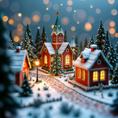 Christmas town in miniature .Generative AI