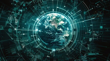 Advanced digital globe with intricate networks and glowing lines showcasing global technology links