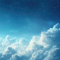 A serene view of fluffy clouds against a vibrant blue sky, perfect for conveying peace and tranquility in any design.