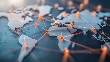 Digital rendering of economic policies visualized as interconnected pathways within a global trade network, emphasizing strategic trade relations