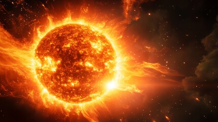 Solar Flares - Intense Sun Close-Up