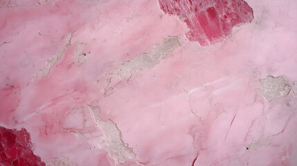 Pink marble texture with natural white and red veins, creating a soft and elegant abstract pattern. Close-up