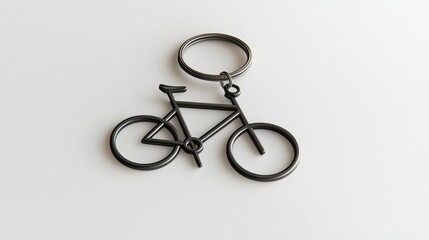 A black bicycle-shaped keychain on a white background, serving as a decorative accessory.
