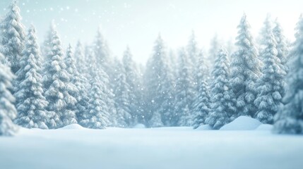 Tranquil Winter Scene: 3D Render of Serene Snowfall in Quiet Forest