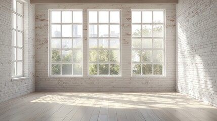 Obraz premium Bright and Airy Modern Loft with Large Windows and Natural Light