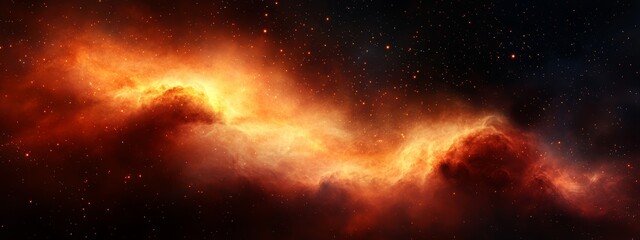 Obraz premium A space image featuring stars and a vibrant orange-red cloud at its core