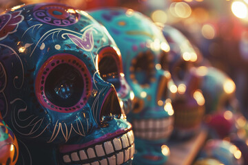 Fototapeta premium Beautiful greeting card with bright holiday composition for happy to joy celebrate dia de muertos