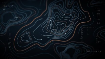 Futuristic holographic terrain topology head-up screen display, offering advanced tactical navigation and real-time environmental data - Powered by Adobe