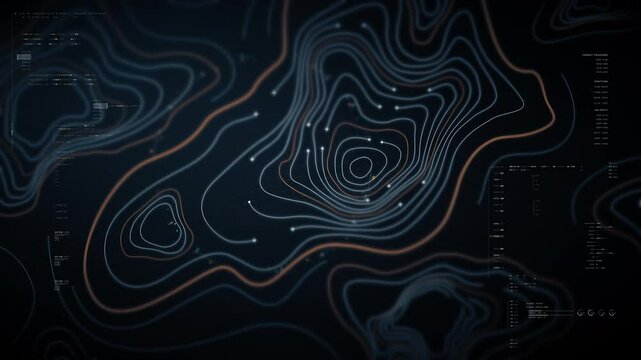 Futuristic holographic terrain topology head-up screen display, offering advanced tactical navigation and real-time environmental data