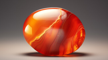 A vivid close-up image of a polished carnelian