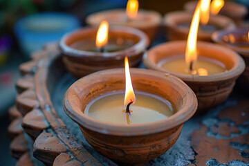 Beautiful greeting card with bright holiday composition for happy and celebrate Diwali