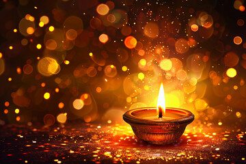 Beautiful greeting card with bright holiday composition for happy and celebrate Diwali