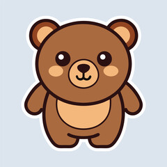 Fototapeta premium cute kawaii brown bear sticker vector illustration, cute funny bear sticker