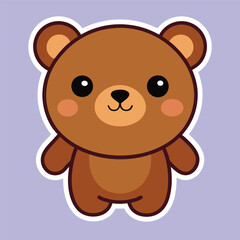 Obraz premium cute kawaii brown bear sticker vector illustration, cute funny bear sticker