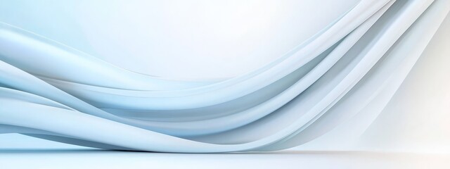 Naklejka premium A close-up of a white curtain against a light blue background