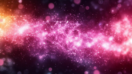 Fototapeta premium Spectacular pink and purple galaxy nebula, Cosmic space exploration in colorful moody celestial dreamscape, Big bang or quantum mechanics concept