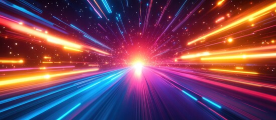 Fototapeta premium Dynamic Light Trails in Space - Vibrant Abstract Background of Speed and Motion